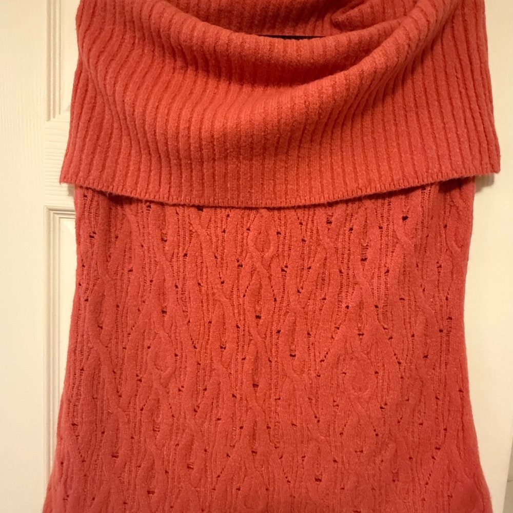 Pilcro Anthropologie Women’s XL Coral Off Shoulder Sleeveless Cable Knit Sweater